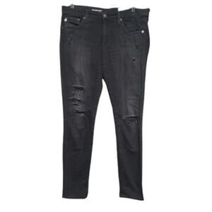 AG Adriano Goldschmied The Legging Ankle Super Skinny Jeans 30 Black Distressed